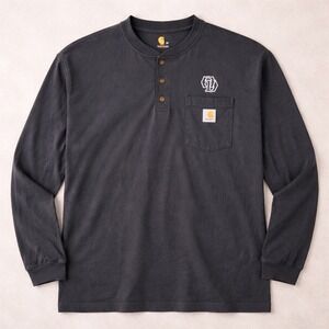 Carhartt‎ Mens Long Sleeve Henley Shirt Pocket Logo Graphic Workwear Size 3XL